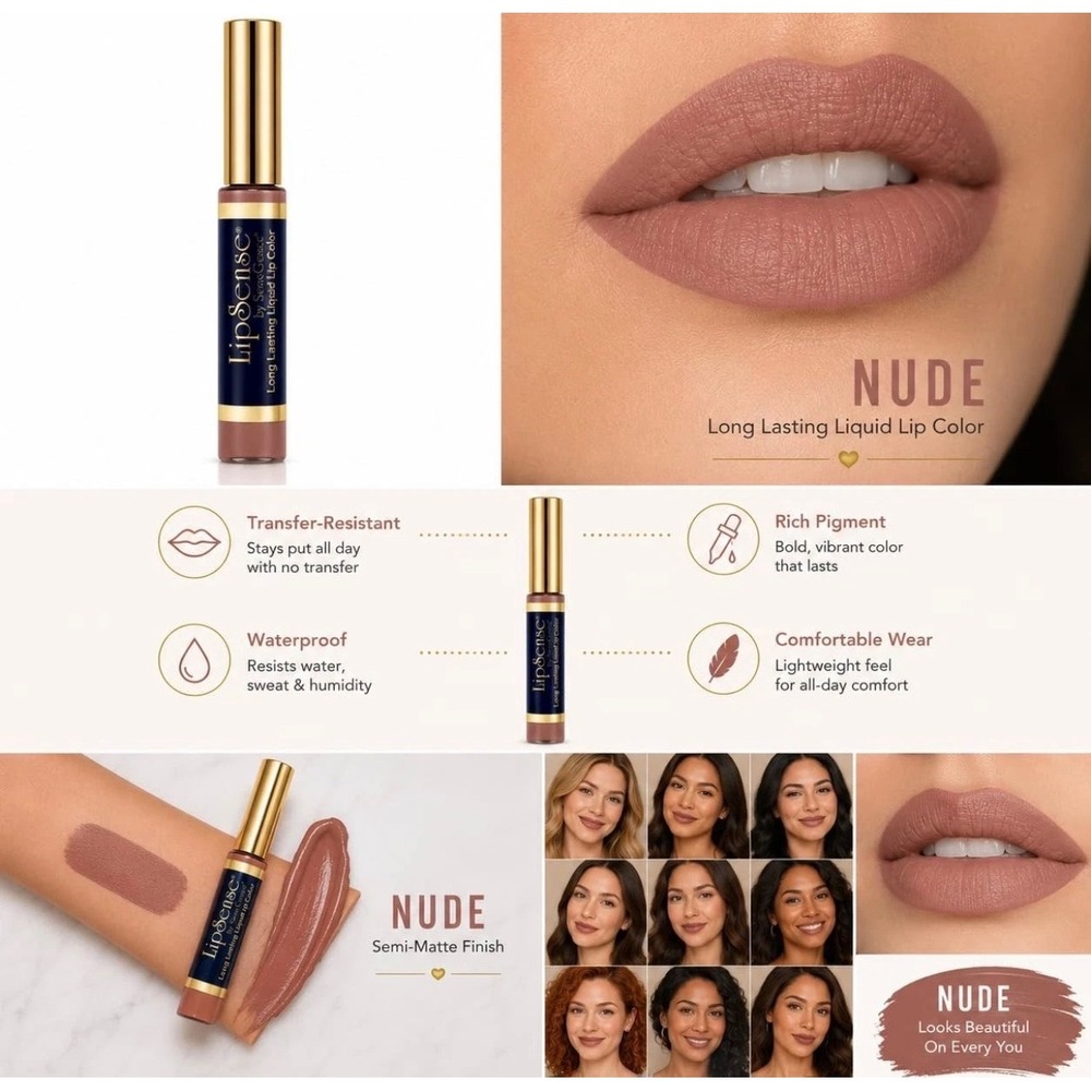 LipSense Liquid Lip Color Nude Mauve Ice Razzberry Diamond Kiss Gloss Set 0.25oz - Picture 8 of 8